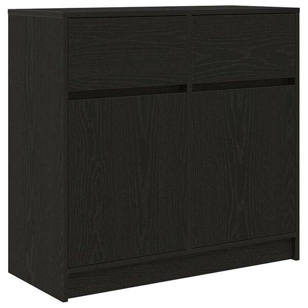 VidaXL fekete tölgy szerelt fa tálalószekrény fiókos 80x34x76 cm