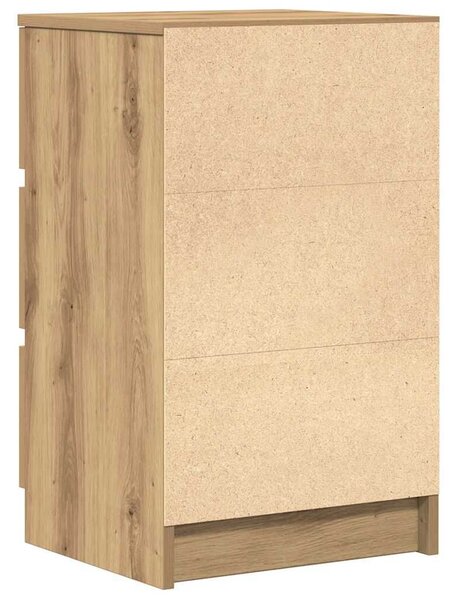 VidaXL 2 db kézműves tölgy éjjeliszekrények 3 fiókkal 39x35x65 cm