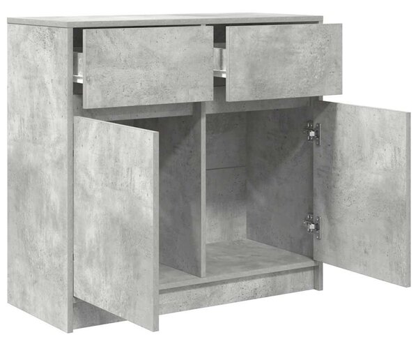 VidaXL betonszürke szerelt fa tálalószekrény fiókos 80x34x76 cm