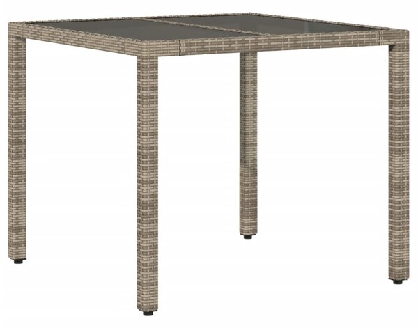 3 részes szürke polyrattan/üveg kerti étkezőgarnitúra párnával