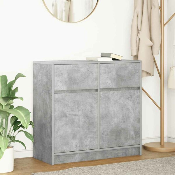 VidaXL betonszürke szerelt fa tálalószekrény fiókos 80x34x76 cm