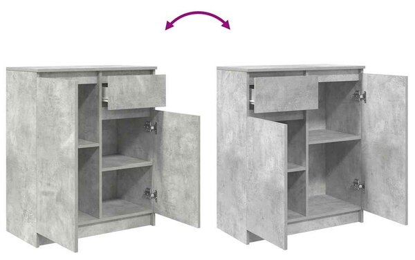 VidaXL betonszürke szerelt fa tálalószekrény fiókos 71x35x84 cm