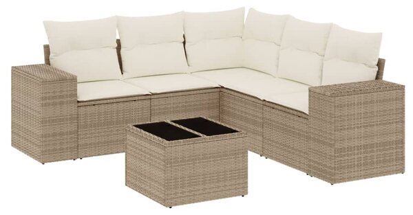 6 részes bézs polyrattan kerti ülőgarnitúra párnával
