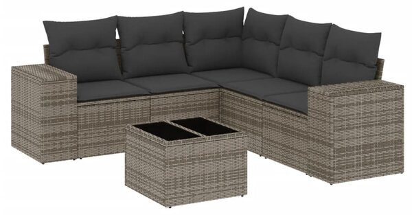 6 részes szürke polyrattan kerti ülőgarnitúra párnákkal