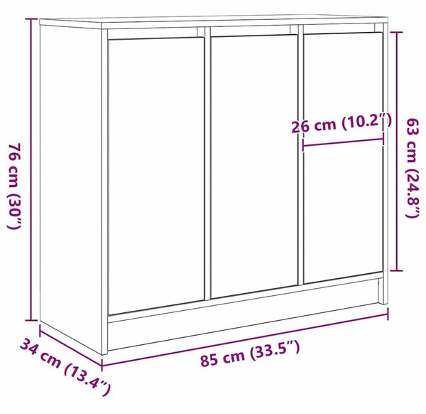 VidaXL betonszürke szerelt fa tálalószekrény 85x34x76 cm