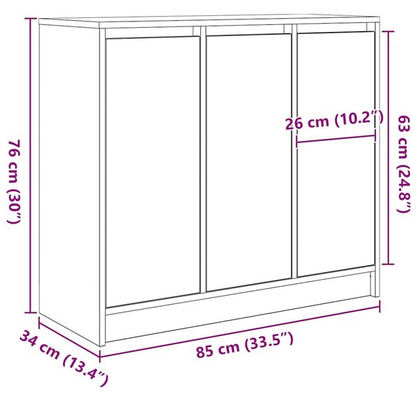 VidaXL fehér szerelt fa tálalószekrény 85x34x76 cm