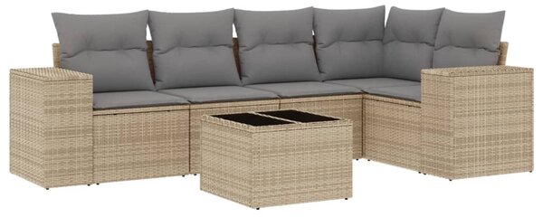 6 részes bézs polyrattan kerti ülőgarnitúra párnával