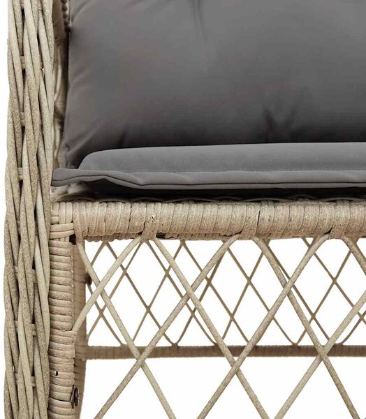 9 részes vegyes bézs polyrattan kerti étkezőgarnitúra párnákkal