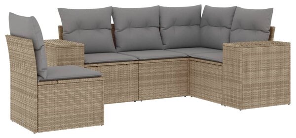 5 részes bézs polyrattan kerti ülőgarnitúra párnákkal