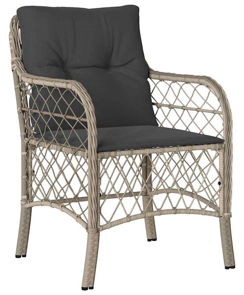 9részes világosszürke polyrattan kerti étkezőgarnitúra párnával
