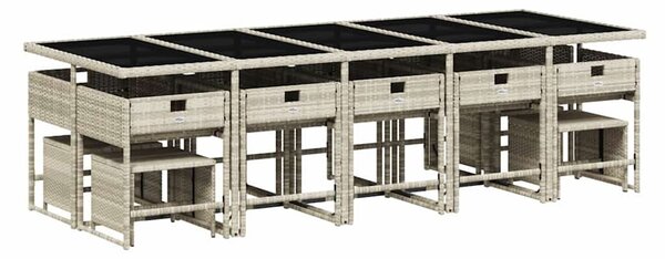 15 részes szürke polyrattan kerti étkezőgarnitúra párnákkal