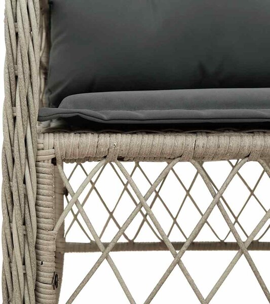 9részes világosszürke polyrattan kerti étkezőgarnitúra párnával