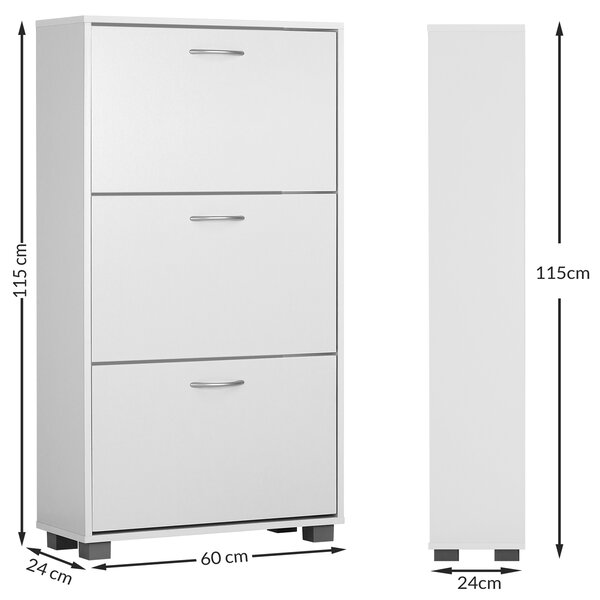 Casaria® Cipősszekrény 115x60x24 cm - fehér