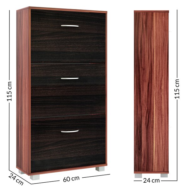 Casaria® Cipősszekrény 115x60x24 cm - barna