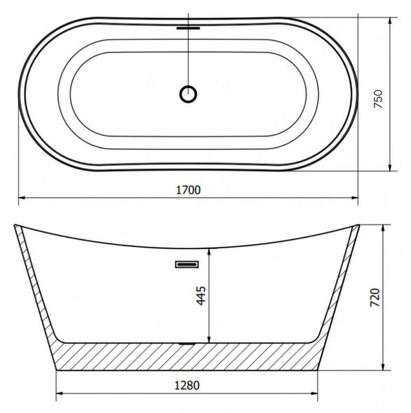 Welland Luxury-Line M-206 szabadonálló kád - 170 x 75 cm