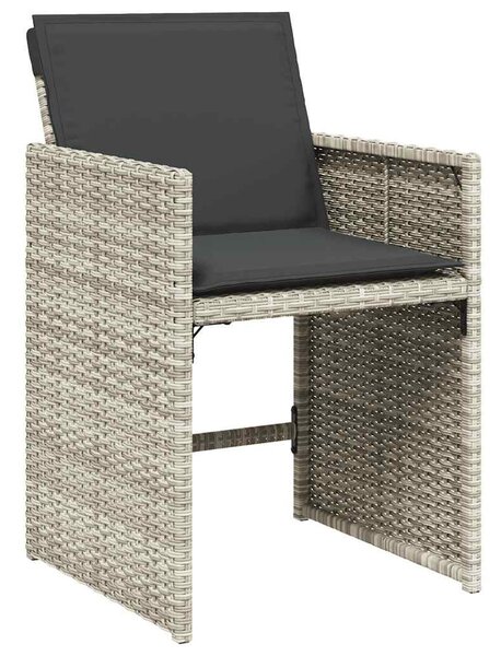 11 részes világosszürke polyrattan kerti ülőgarnitúra párnákkal