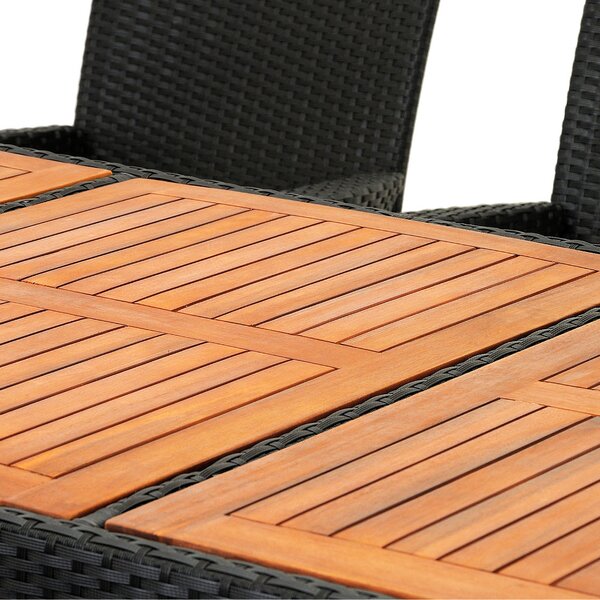 Casaria® Berlin 1+8 kerti rattan garnitúra - fekete/fa