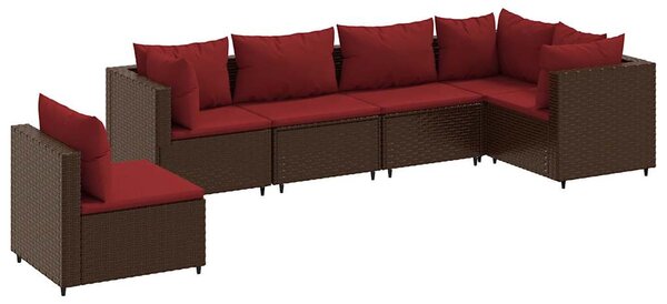 6 részes barna polyrattan kerti ülőgarnitúra párnákkal