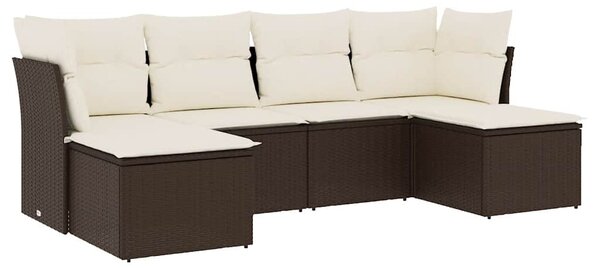 6 részes barna polyrattan kerti ülőgarnitúra párnával