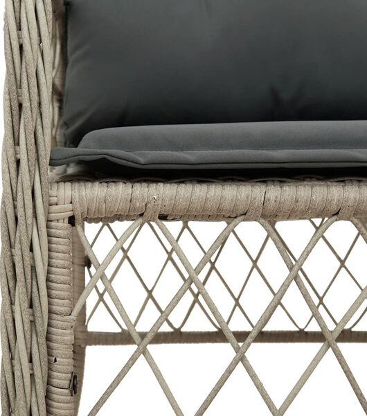 7 részes világosszürke polyrattan kerti étkezőszett párnával