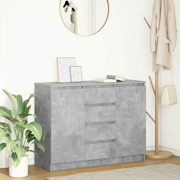 VidaXL betonszürke szerelt fa tálalószekrény fiókos 100,5x35x76 cm