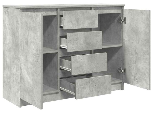 VidaXL betonszürke szerelt fa tálalószekrény fiókos 100,5x35x76 cm