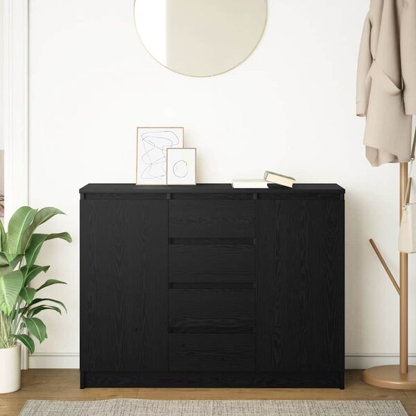 VidaXL fekete tölgy szerelt fa tálalószekrény fiókos 100,5x35x76 cm