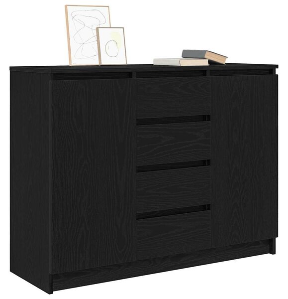 VidaXL fekete tölgy szerelt fa tálalószekrény fiókos 100,5x35x76 cm
