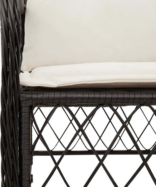 9 részes fekete polyrattan kerti étkezőgarnitúra párnákkal