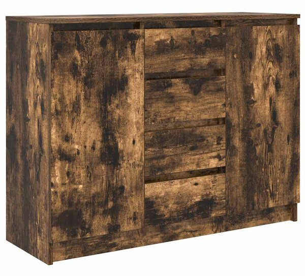 VidaXL füstölt tölgy szerelt fa tálalószekrény fiókos 100,5x35x76 cm