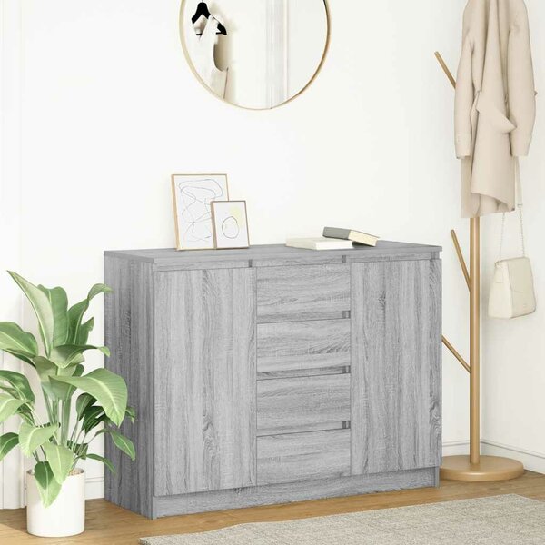 VidaXL szürke sonoma szerelt fa tálalószekrény fiókos 100,5x35x76 cm