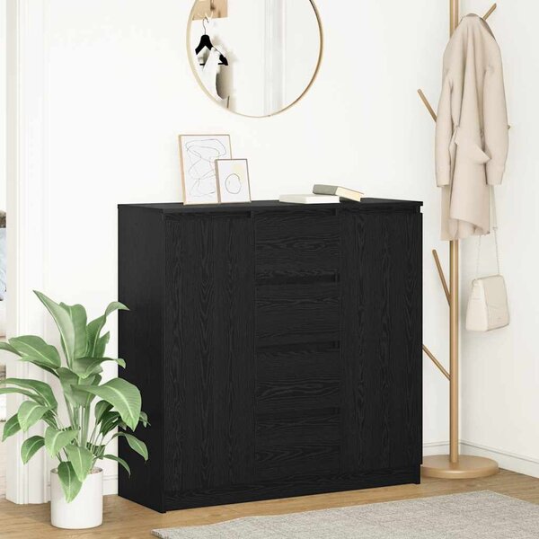 VidaXL fekete tölgy szerelt fa tálalószekrény fiókos 100,5x35x98,5 cm