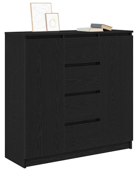 VidaXL fekete tölgy szerelt fa tálalószekrény fiókos 100,5x35x98,5 cm