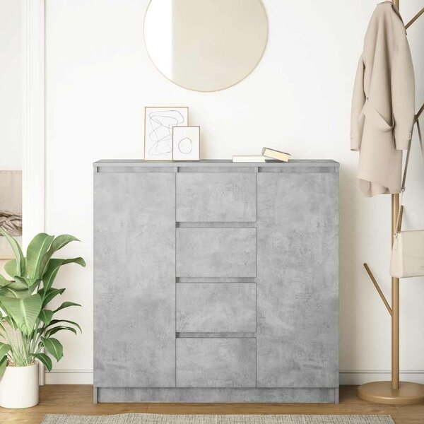 VidaXL betonszürke szerelt fa tálalószekrény fiókos 100,5x35x98,5 cm