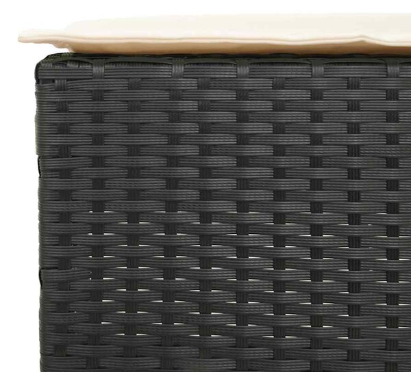 3 részes fekete polyrattan kerti bárszett párnával