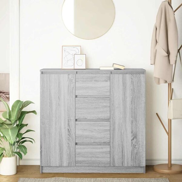 VidaXL szürke sonoma szerelt fa tálalószekrény fiókos 100,5x35x98,5 cm