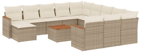 13 részes bézs polyrattan kerti ülőgarnitúra párnákkal