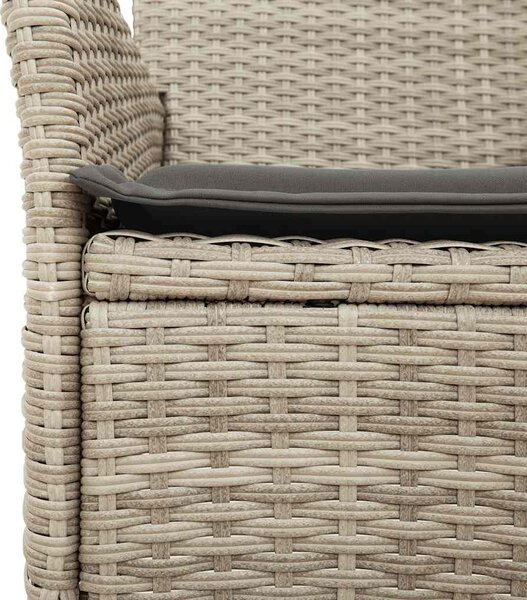 5 részes szürke polyrattan/üveg kerti étkezőgarnitúra párnával