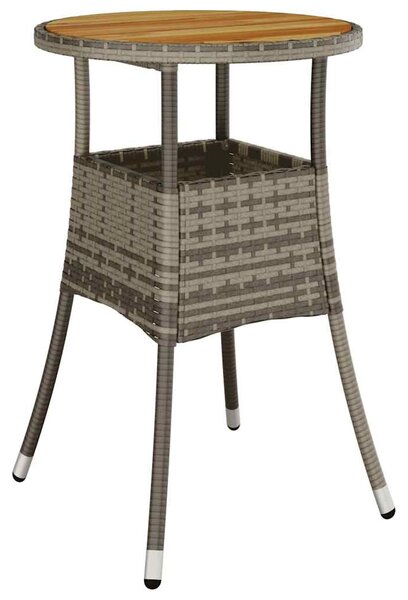 5részes szürke polyrattan/akácfa kerti étkezőgarnitúra párnával