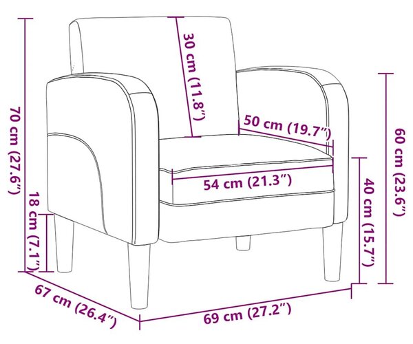 VidaXL barna műbőr kanapé szék karfával 54 cm