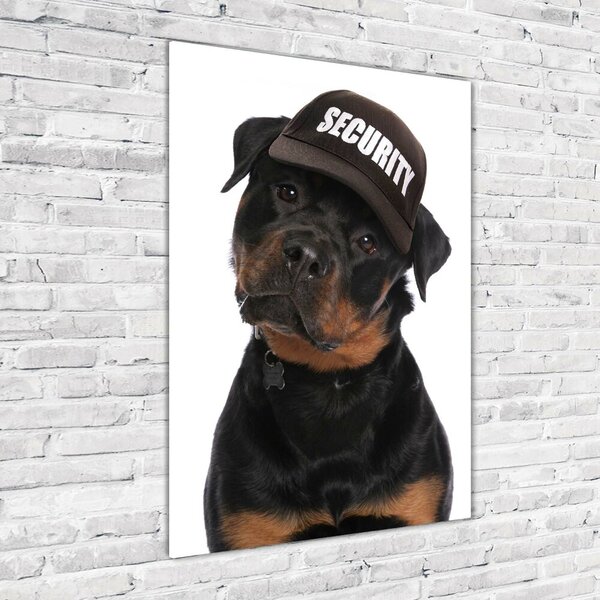 Üvegkép Rottweiler egy sapka