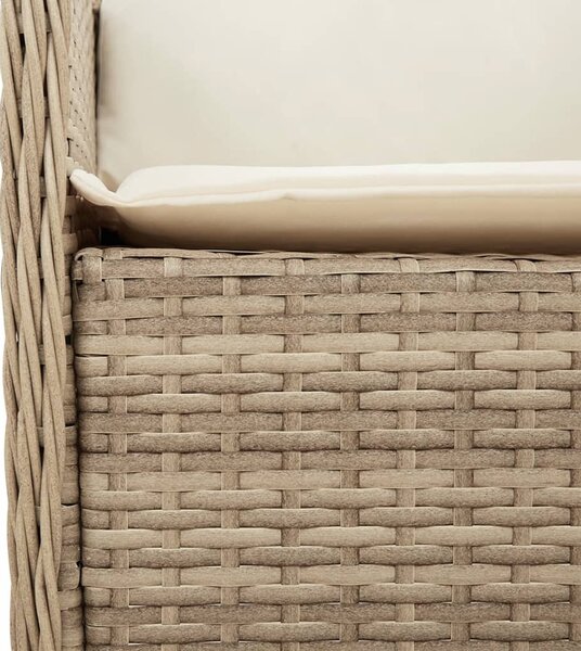 5 részes bézs polyrattan kerti étkezőgarnitúra párnákkal