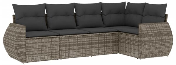 5 részes szürke polyrattan kerti ülőgarnitúra párnákkal