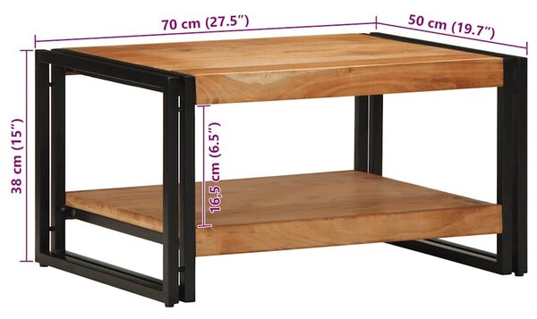 VidaXL tömör akácfa dohányzóasztal 70x50x38 cm