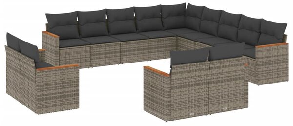 13 részes szürke polyrattan kerti ülőgarnitúra párnákkal