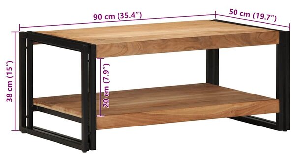 VidaXL tömör akácfa dohányzóasztal 90x50x38 cm