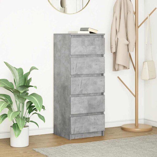 VidaXL betonszürke szerelt fa tálalószekrény fiókos 37,5x35x99 cm
