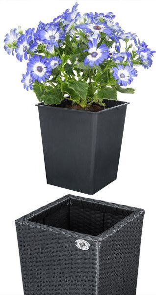 Casaria® 3 darabos polyrattan virágcserép szett - fekete