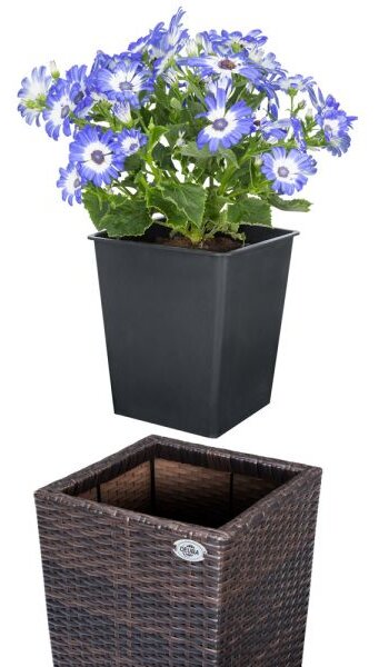 Casaria® 3 darabos polyrattan virágcserép szett - barna