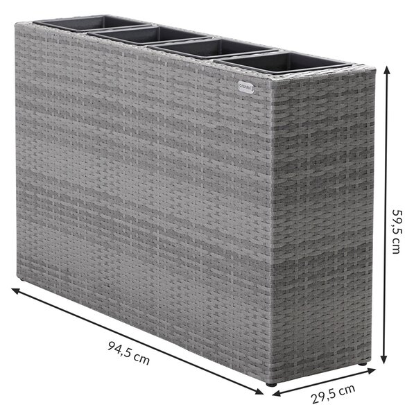 Casaria® Virágtartó 95x27x60 cm szürke - 4 edény